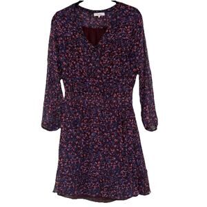 Parker Atticus Dress S Purple 100% Silk Floral Print Mini Ruffle Long Sleeve GUC